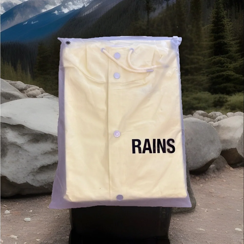 NWT RAINS Longer Jacket Raincoat XL Straw Yellow (Unisex) Waterproof MSRP $140 - Picture 5 of 6